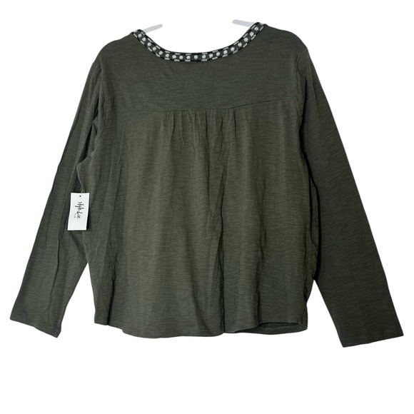 Style & Co Top Women 1X Pull Over Flower Stretch Long Sleeve Boho Bohemian‎ New - Picture 3 of 10